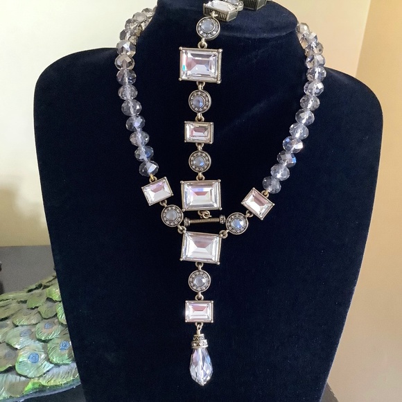Heidi Daus Conscious Coupling Crystal Necklace & Bracelet Set Clear/ Hematite - Picture 1 of 13